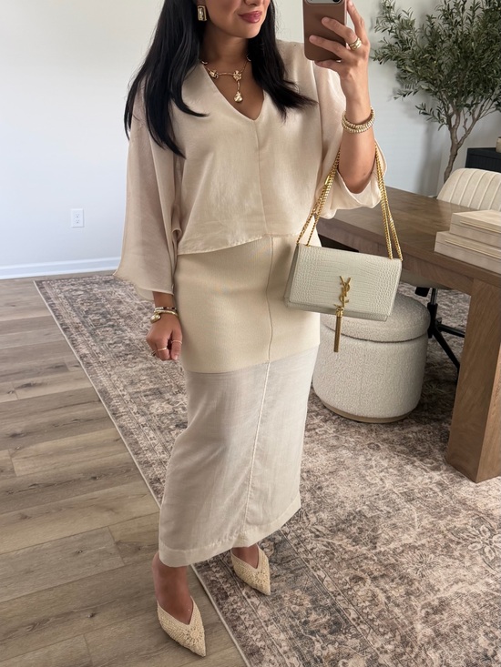Zara Dresses & Skirts - Zara NWT SET Cream V-Neck Balloon Sleeve Top & Skirt